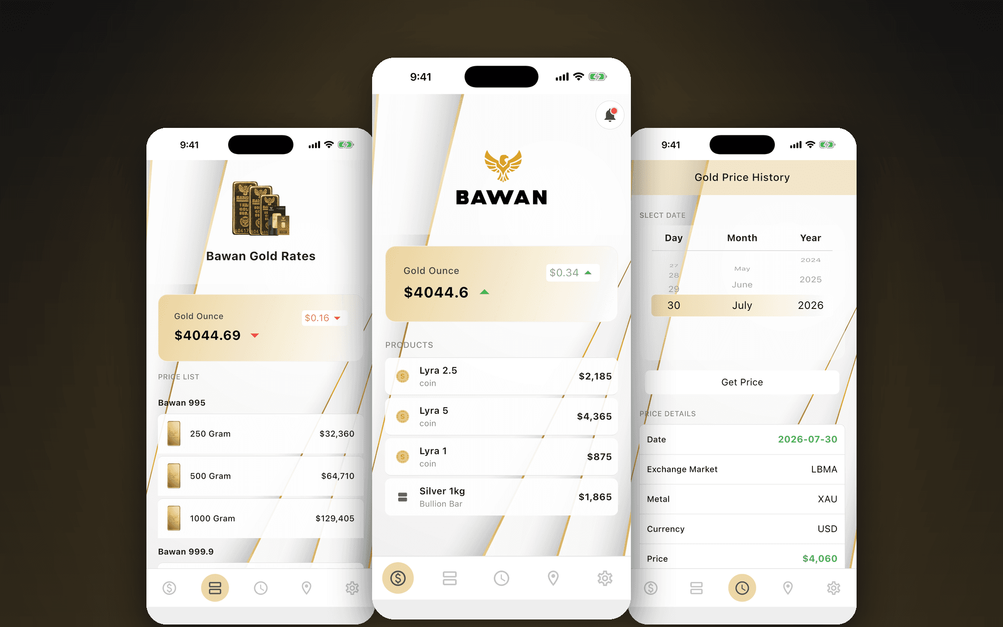 Live bullion rates, published straight to the customer